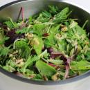salad, green apple, walnut, greens, vinegar, orange juice, 